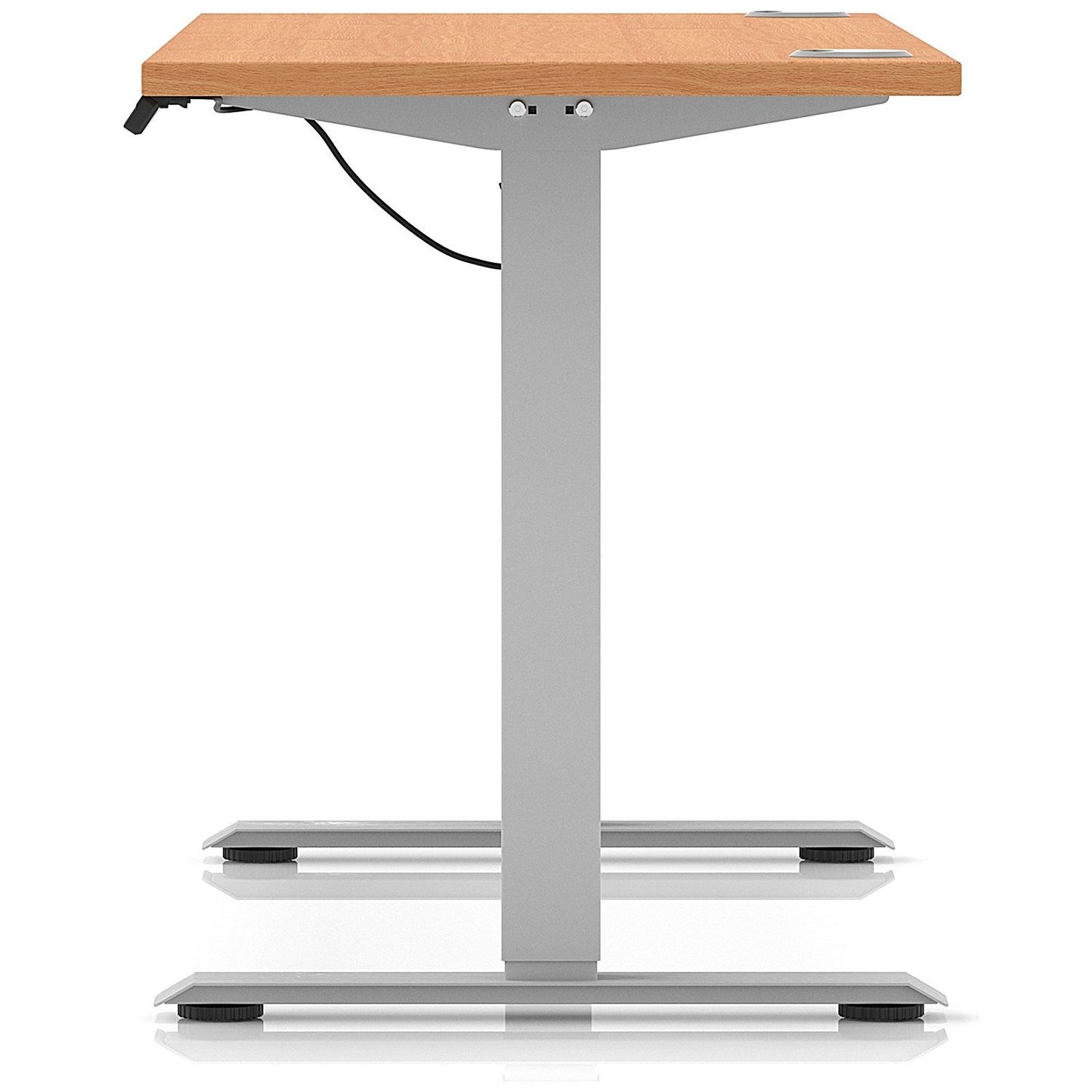 Air Lite 1600mm Slim Height Adjustable Office Desk, Silver Leg, Beech