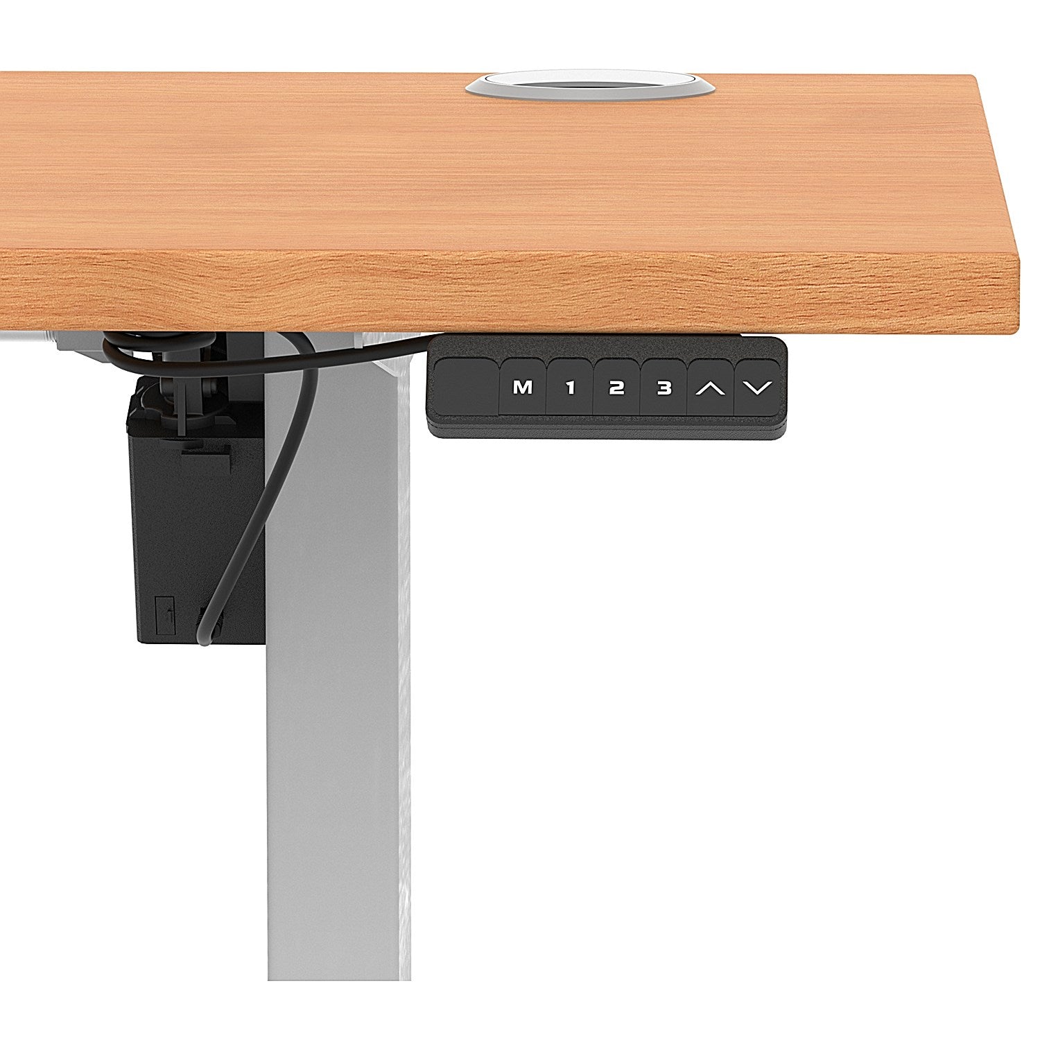 Air Lite 1600mm Slim Height Adjustable Office Desk, Silver Leg, Beech Easy2Order : HA03901