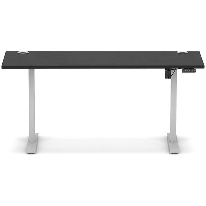 Air Lite 1600mm Slim Height Adjustable Office Desk, Silver Leg, Black