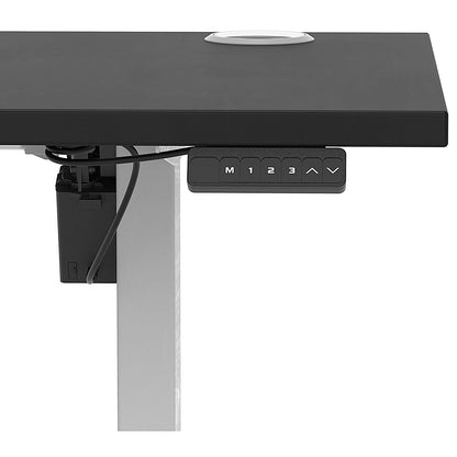 Air Lite 1600mm Slim Height Adjustable Office Desk, Silver Leg, Black