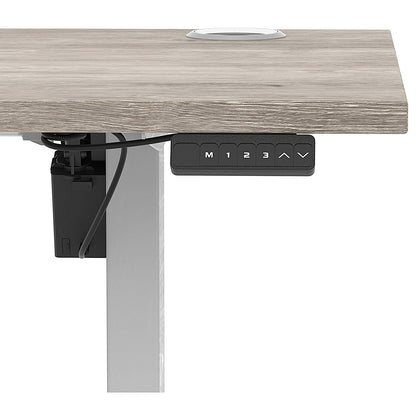 Air Lite 1600mm Slim Height Adjustable Office Desk, Silver Leg, Grey Oak Easy2Order : HA03903