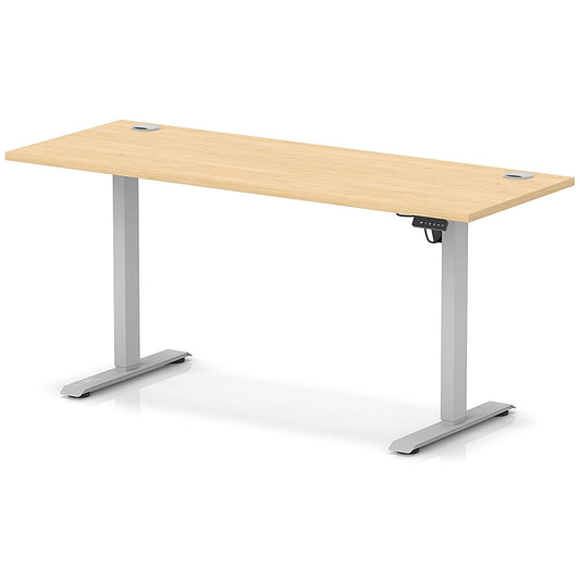 Air Lite 1600mm Slim Height Adjustable Office Desk, Silver Leg, Maple