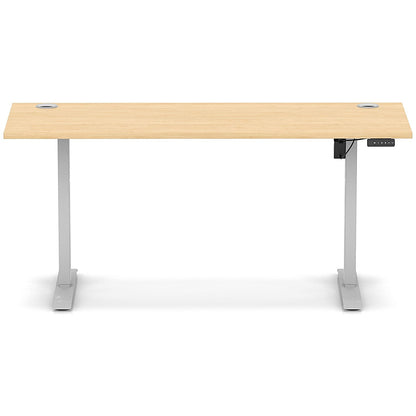 Air Lite 1600mm Slim Height Adjustable Office Desk, Silver Leg, Maple