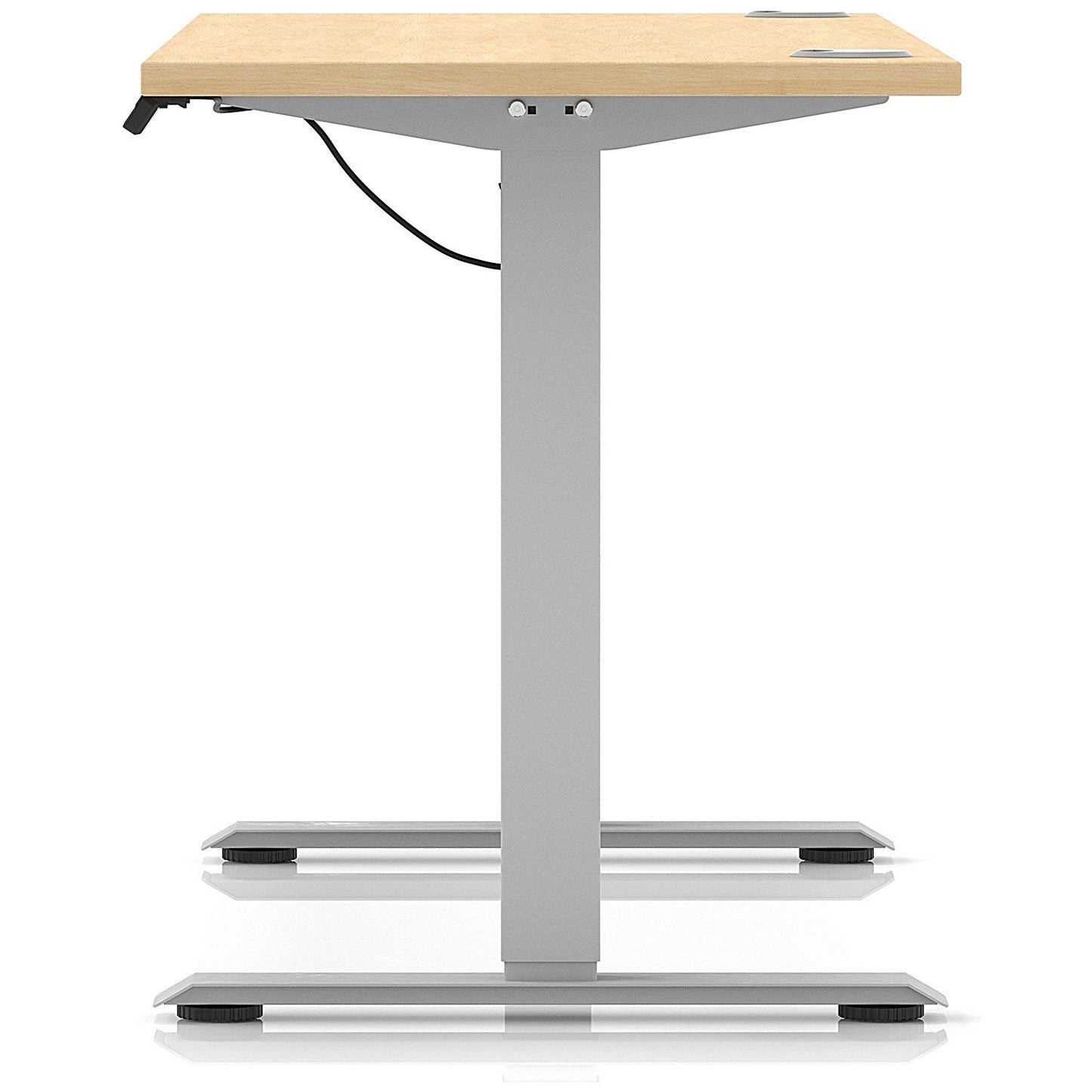 Air Lite 1600mm Slim Height Adjustable Office Desk, Silver Leg, Maple
