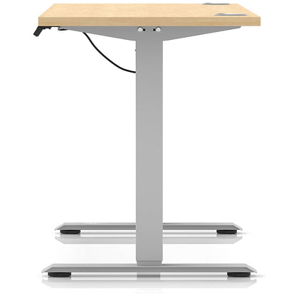Air Lite 1600mm Slim Height Adjustable Office Desk, Silver Leg, Maple
