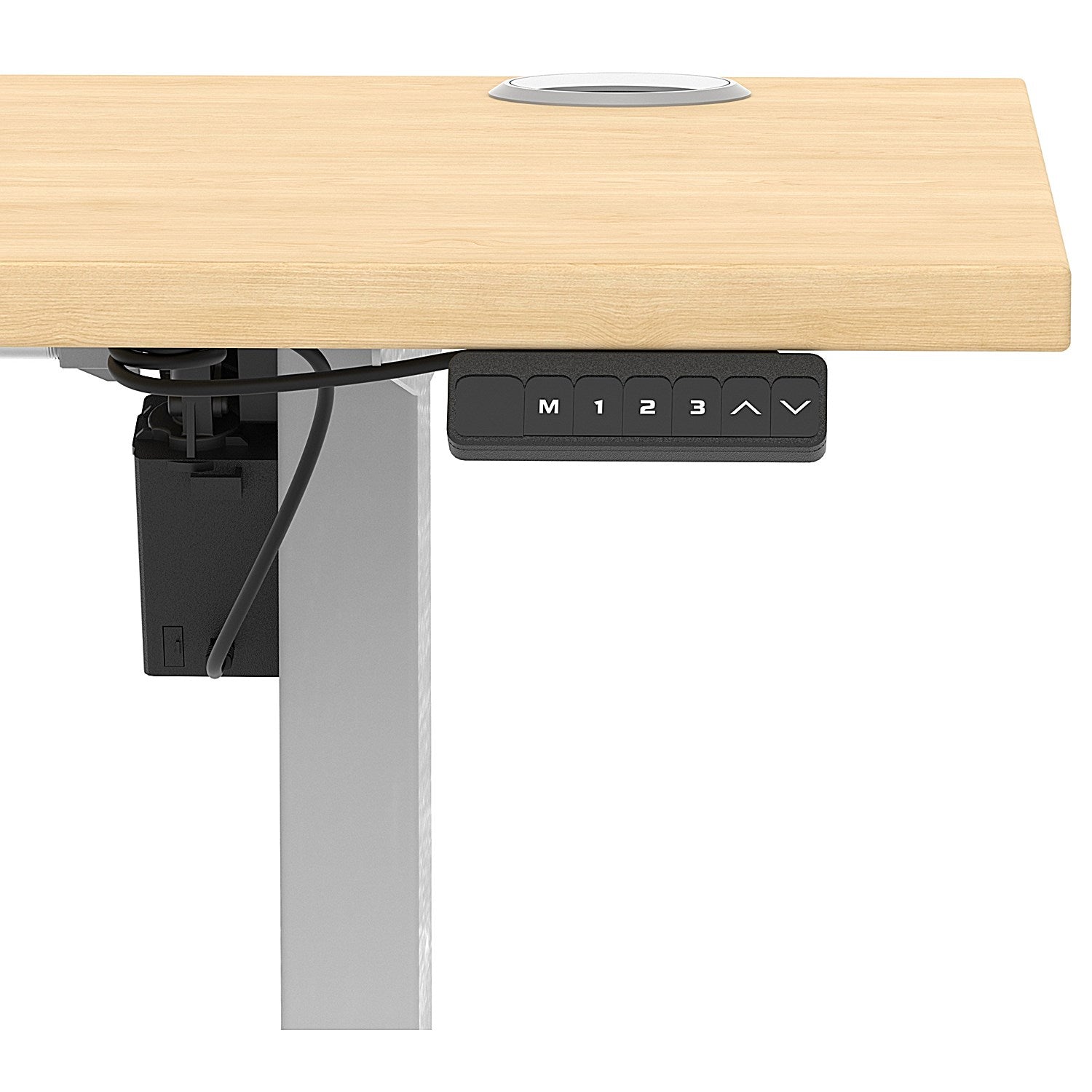 Air Lite 1600mm Slim Height Adjustable Office Desk, Silver Leg, Maple Easy2Order : HA03904