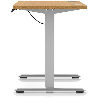 Air Lite 1600mm Slim Height Adjustable Office Desk, Silver Leg, Oak