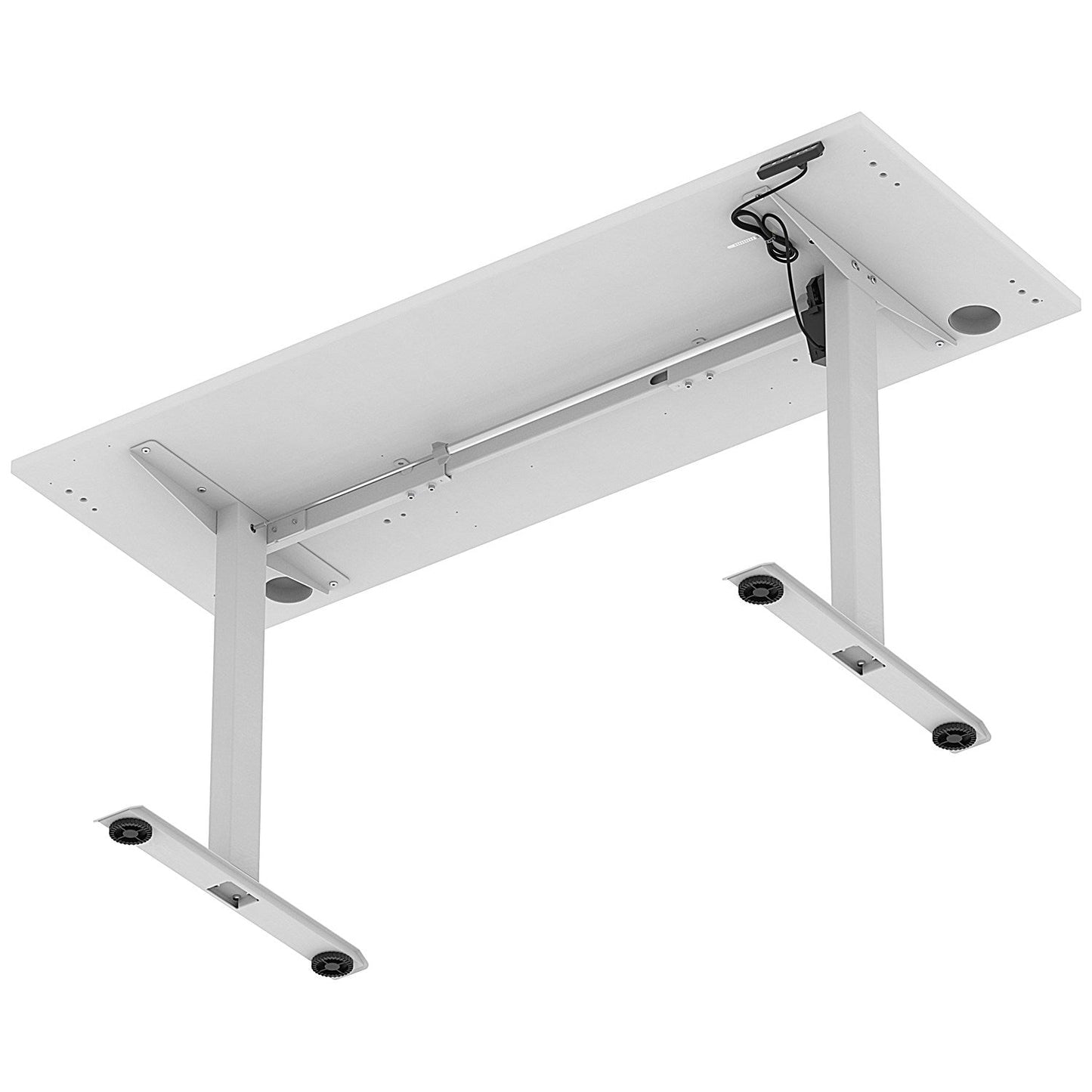 Air Lite 1600mm Slim Height Adjustable Office Desk, Silver Leg, White