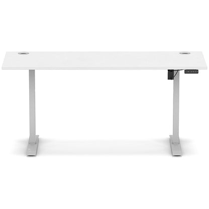 Air Lite 1600mm Slim Height Adjustable Office Desk, Silver Leg, White