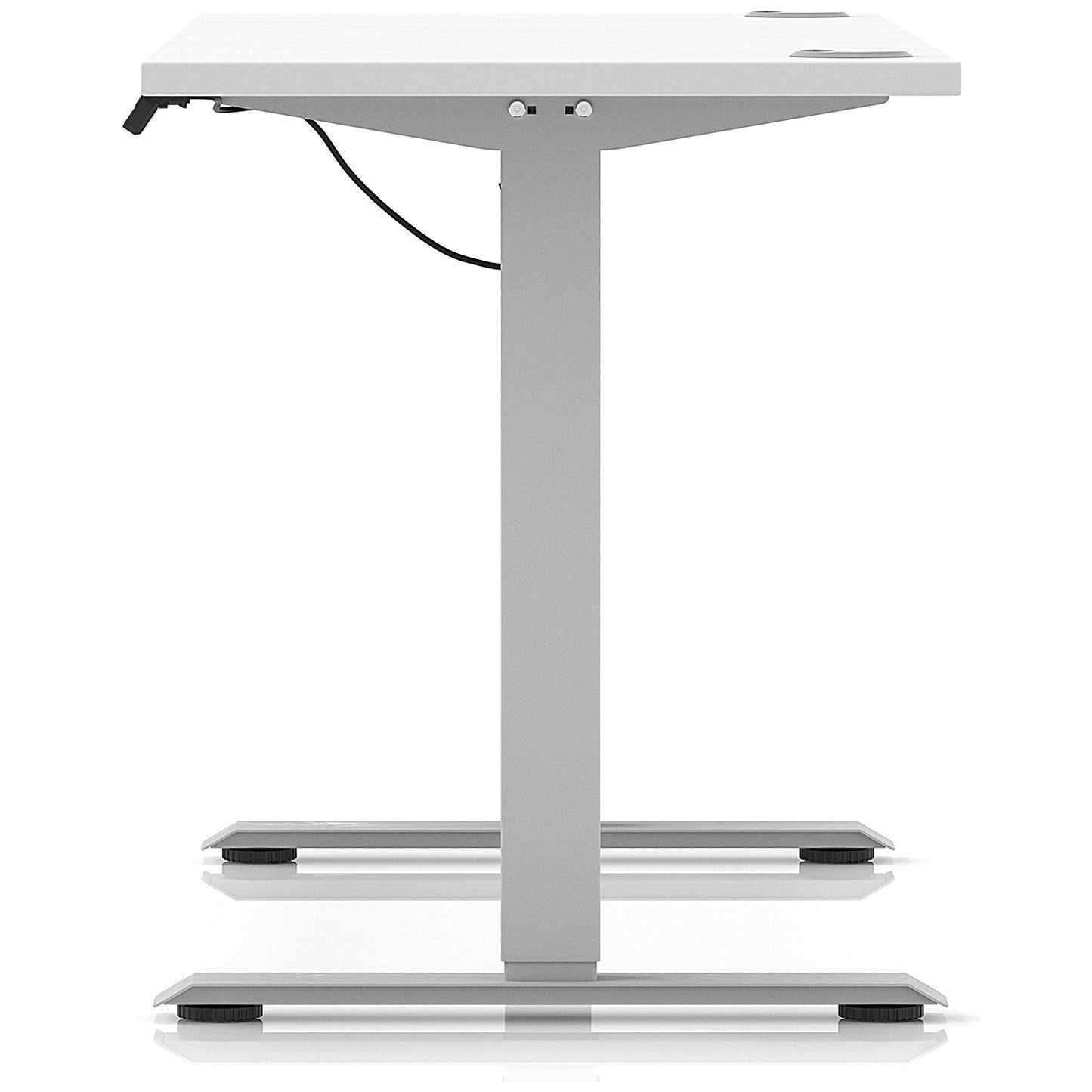 Air Lite 1600mm Slim Height Adjustable Office Desk, Silver Leg, White