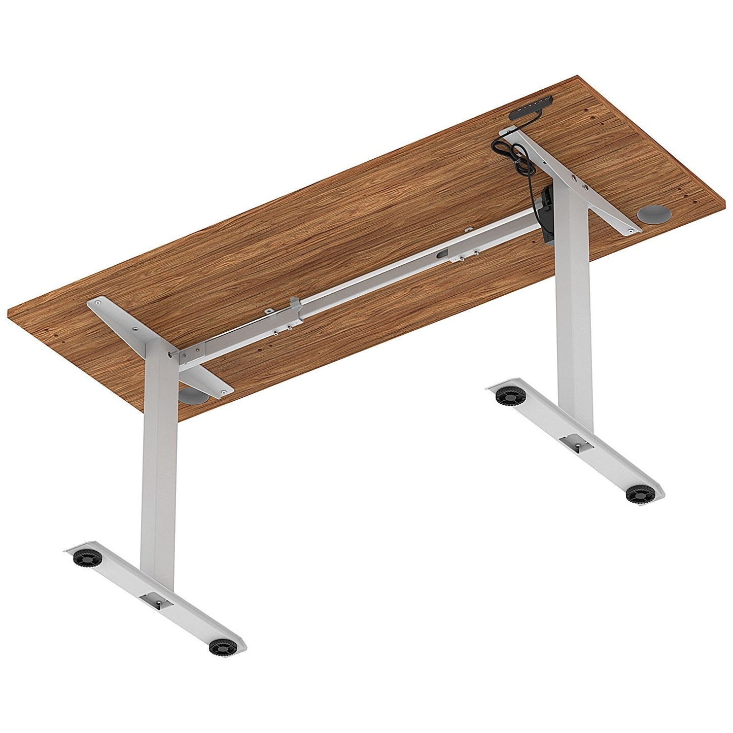 Air Lite 1600mm Slim Height Adjustable Office Desk, Silver Leg, Walnut