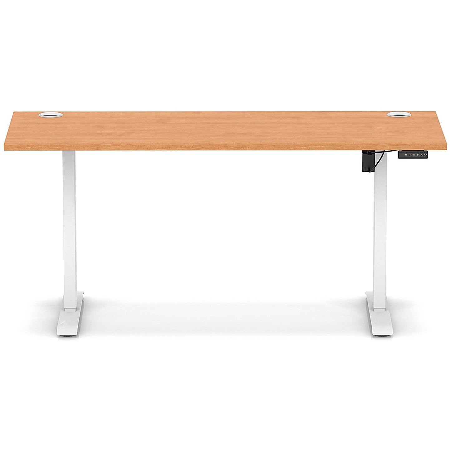 Air Lite 1600mm Slim Height Adjustable Office Desk, White Leg, Beech