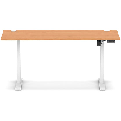 Air Lite 1600mm Slim Height Adjustable Office Desk, White Leg, Beech