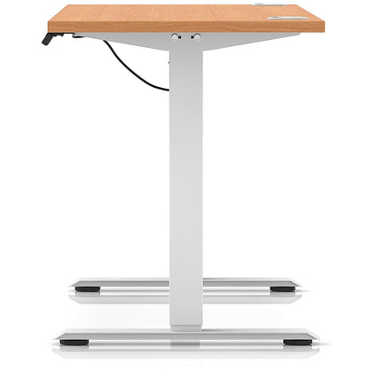 Air Lite 1600mm Slim Height Adjustable Office Desk, White Leg, Beech