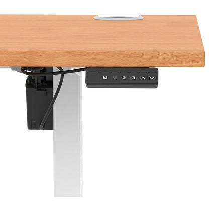 Air Lite 1600mm Slim Height Adjustable Office Desk, White Leg, Beech Easy2Order : HA03908