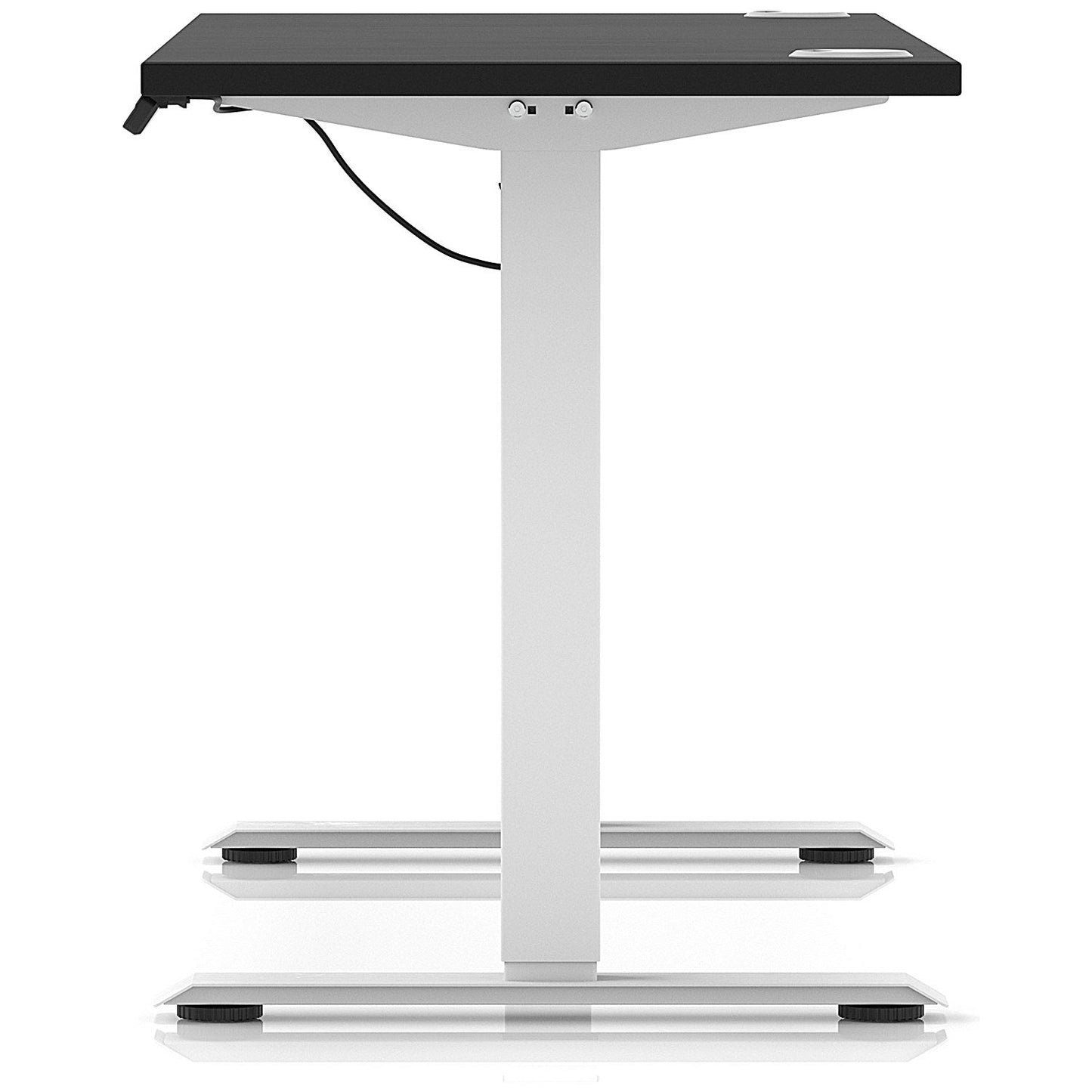 Air Lite 1600mm Slim Height Adjustable Office Desk, White Leg, Black