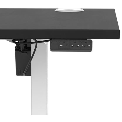 Air Lite 1600mm Slim Height Adjustable Office Desk, White Leg, Black Easy2Order : HA03909