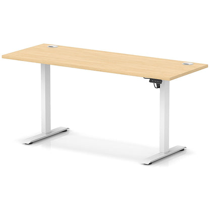Air Lite 1600mm Slim Height Adjustable Office Desk, White Leg, Maple