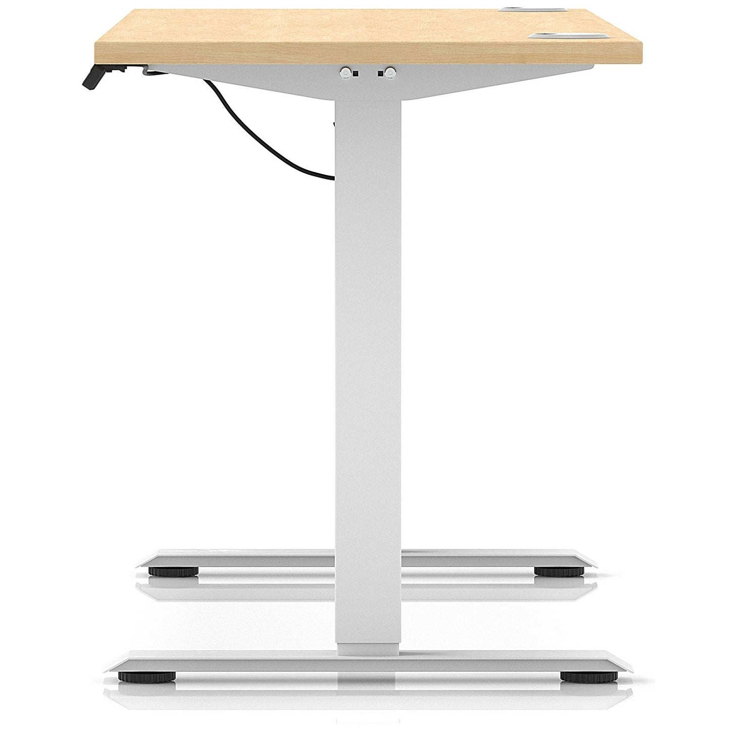 Air Lite 1600mm Slim Height Adjustable Office Desk, White Leg, Maple