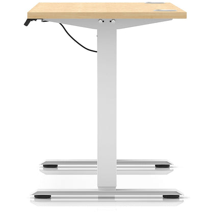 Air Lite 1600mm Slim Height Adjustable Office Desk, White Leg, Maple