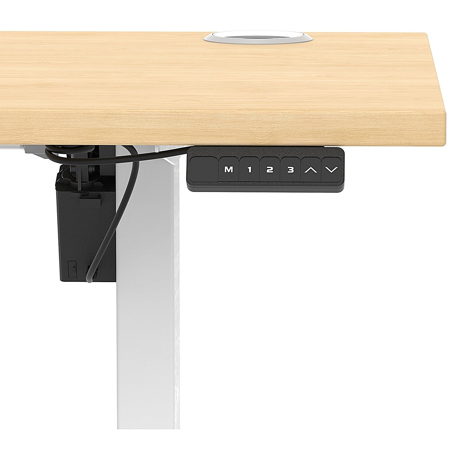 Air Lite 1600mm Slim Height Adjustable Office Desk, White Leg, Maple Easy2Order : HA03911