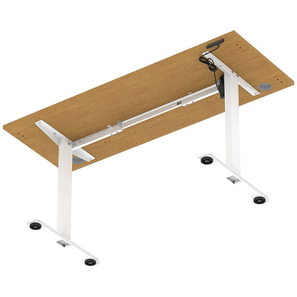 Air Lite 1600mm Slim Height Adjustable Office Desk, White Leg, Oak