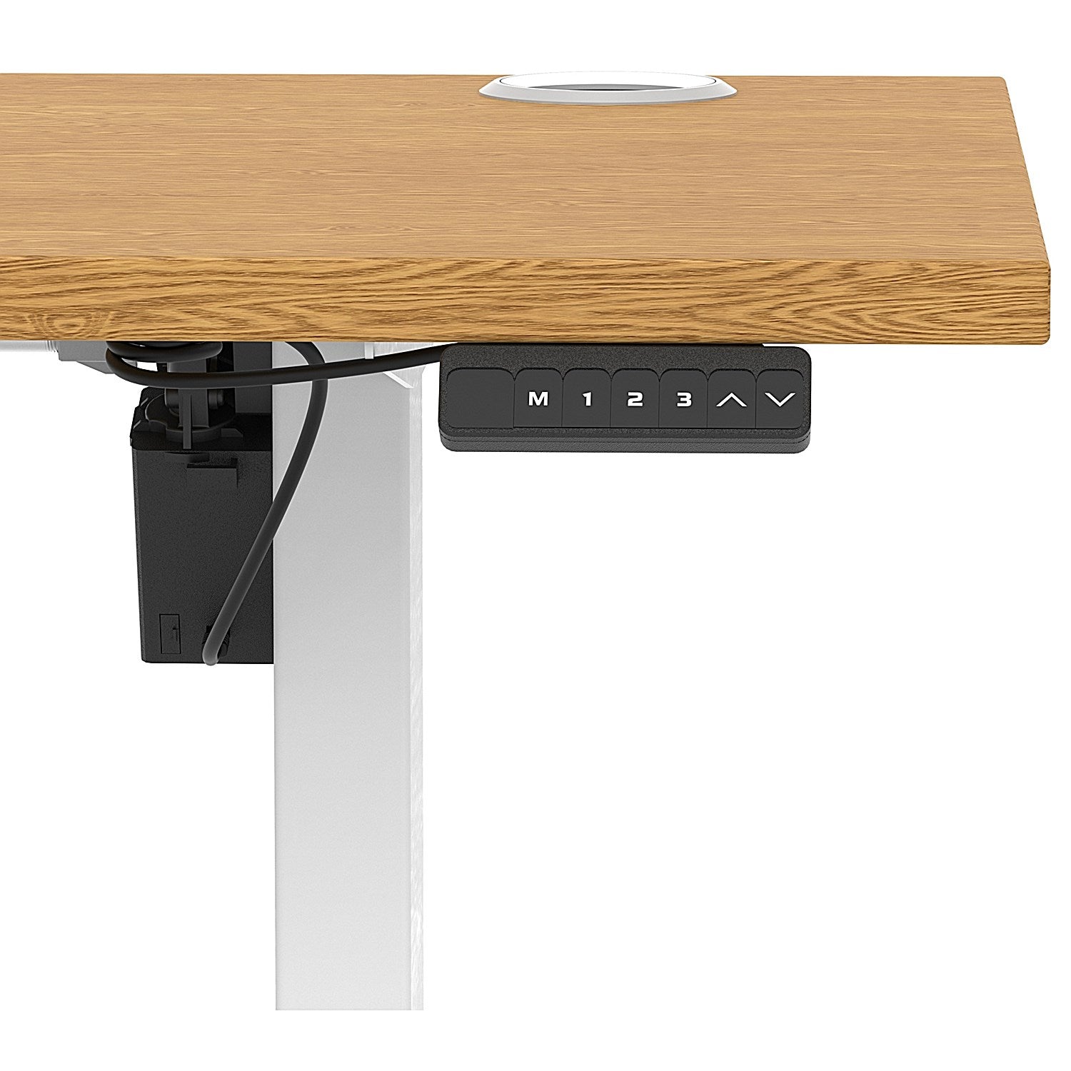 Air Lite 1600mm Slim Height Adjustable Office Desk, White Leg, Oak Easy2Order : HA03912