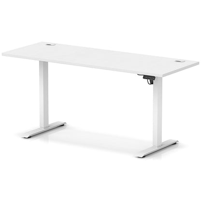 Air Lite 1600mm Slim Height Adjustable Office Desk, White Leg, White