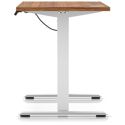 Air Lite 1600mm Slim Height Adjustable Office Desk, White Leg, Walnut