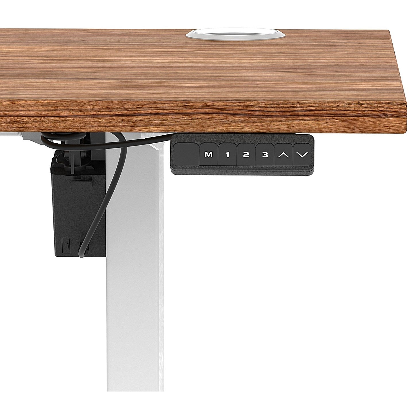 Air Lite 1600mm Slim Height Adjustable Office Desk, White Leg, Walnut Easy2Order : HA03914