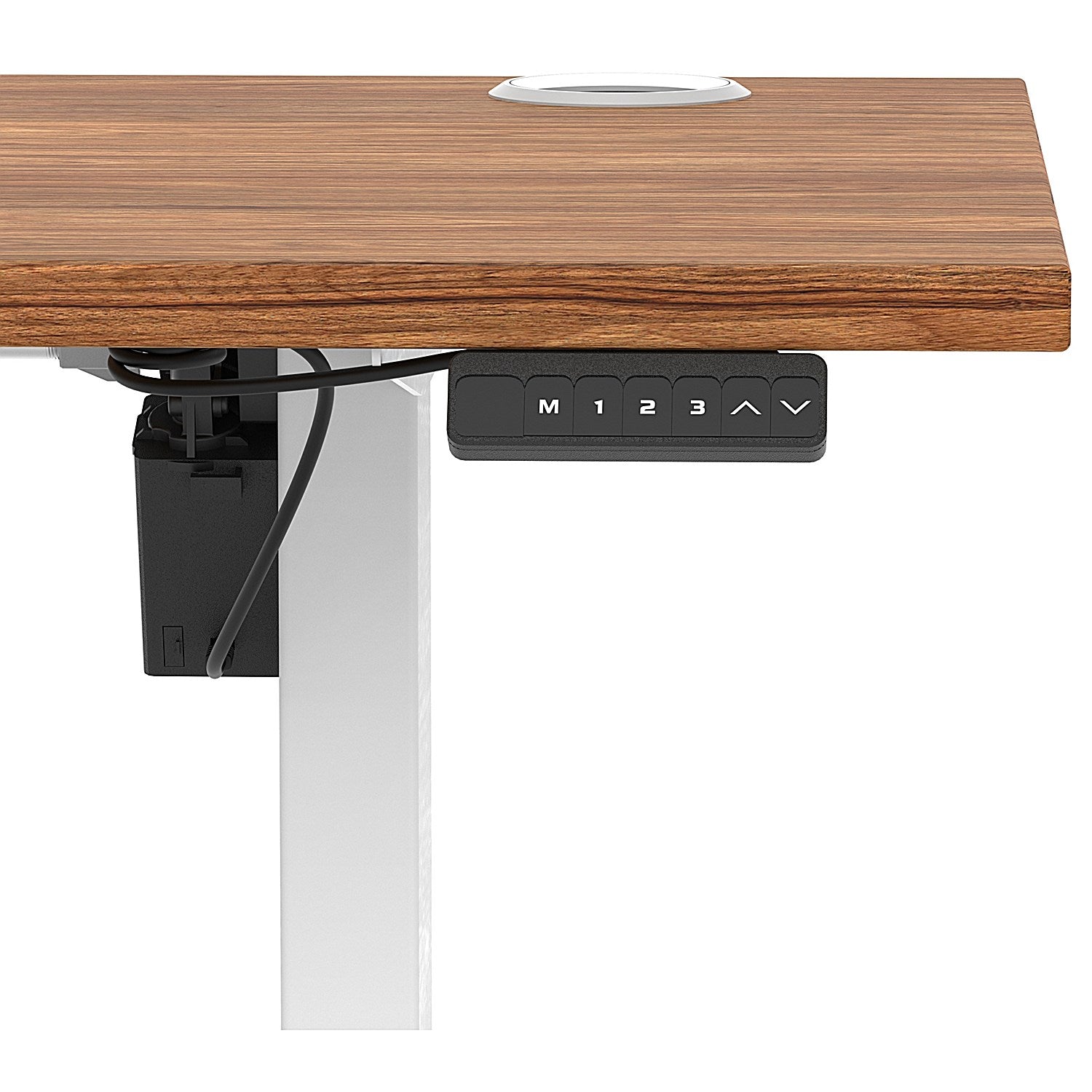 Air Lite 1600mm Slim Height Adjustable Office Desk, White Leg, Walnut Easy2Order : HA03914