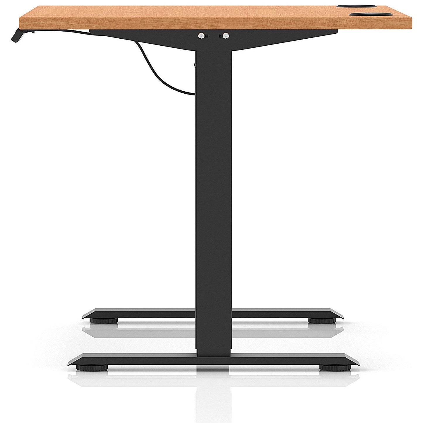 Air Lite 1000mm Height Adjustable Office Desk, Black Leg, Beech