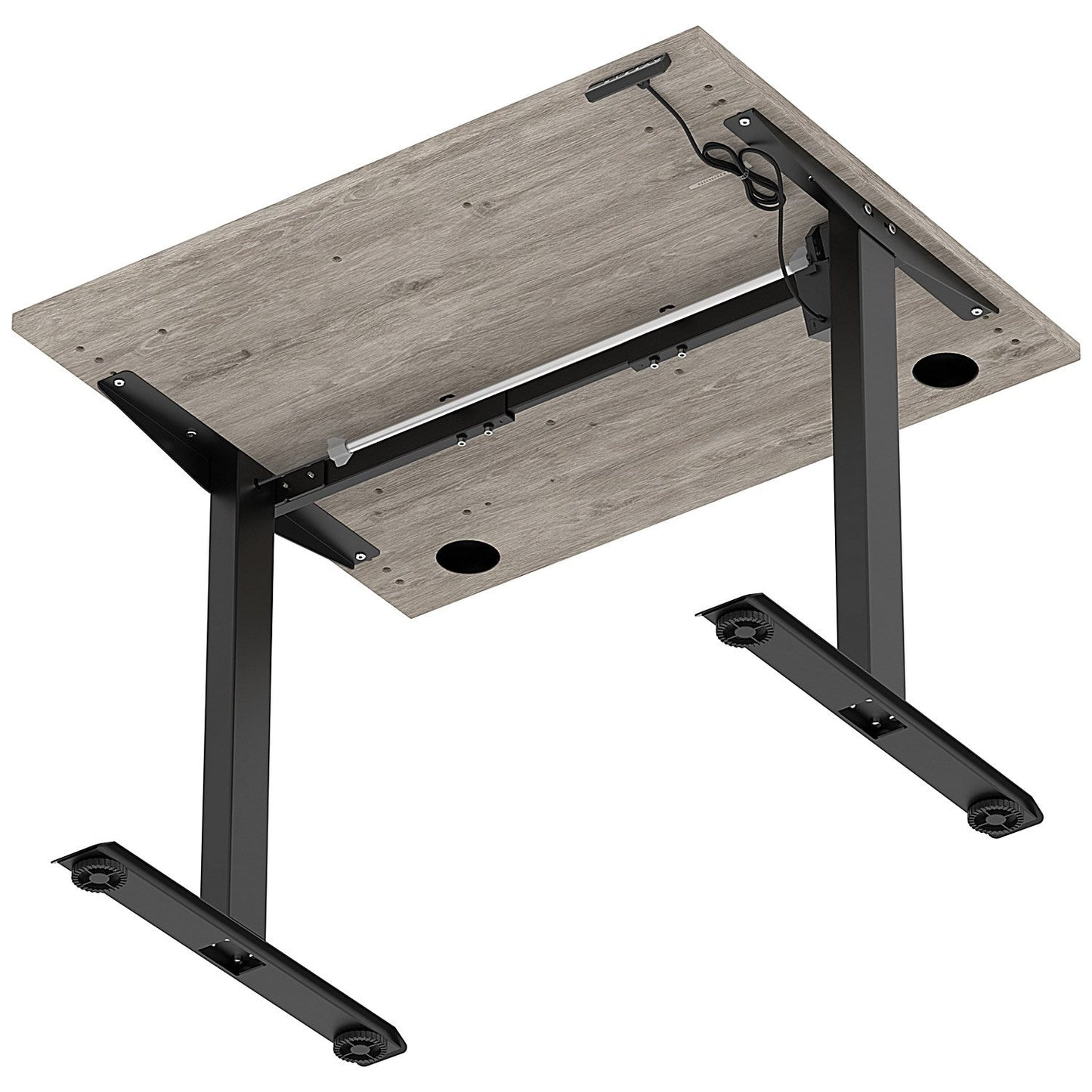 Air Lite 1000mm Height Adjustable Office Desk, Black Leg, Grey Oak