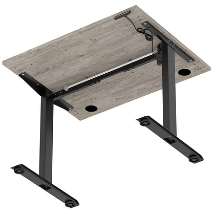 Air Lite 1000mm Height Adjustable Office Desk, Black Leg, Grey Oak