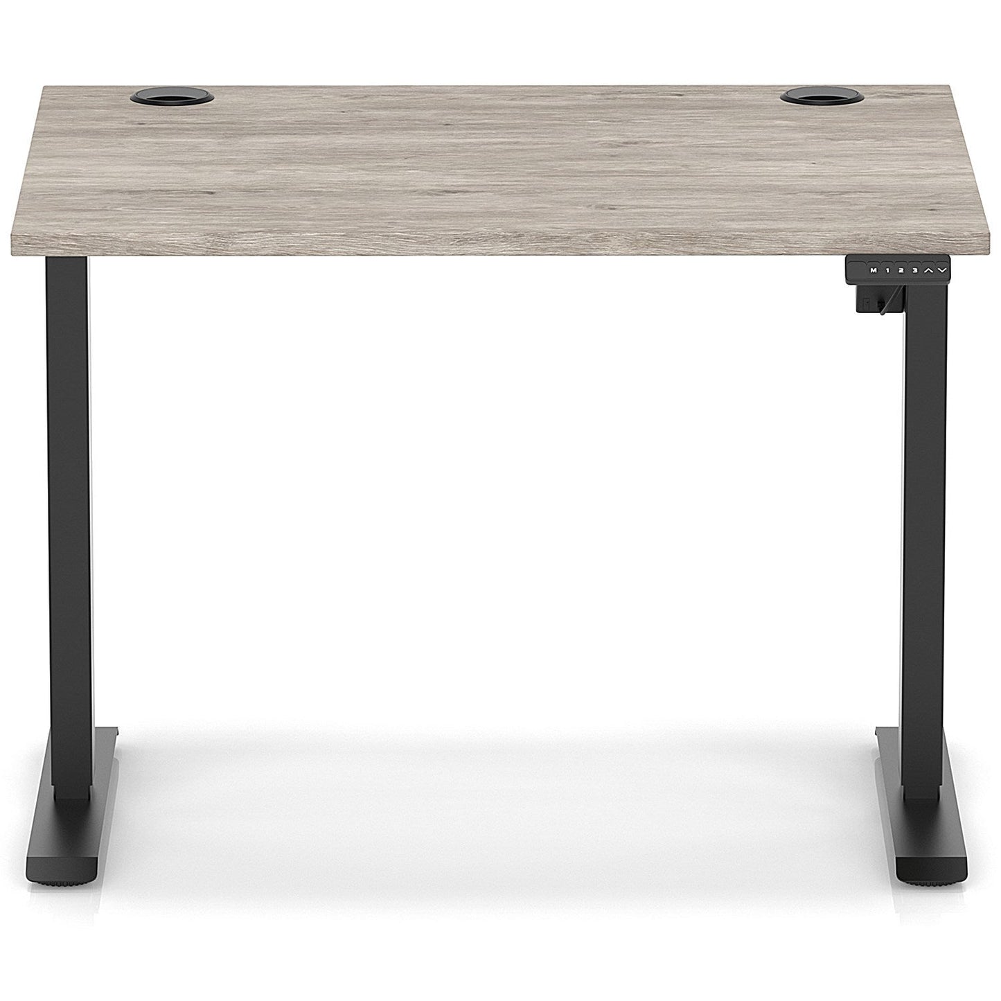 Air Lite 1000mm Height Adjustable Office Desk, Black Leg, Grey Oak