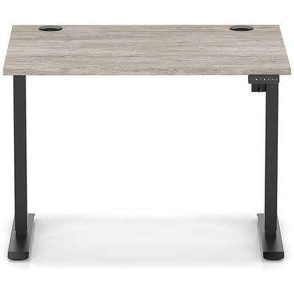 Air Lite 1000mm Height Adjustable Office Desk, Black Leg, Grey Oak