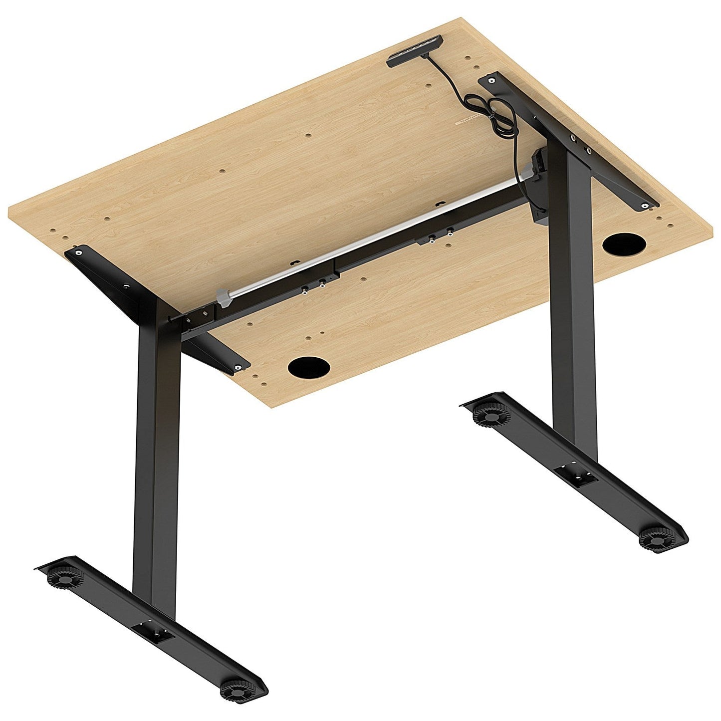 Air Lite 1000mm Height Adjustable Office Desk, Black Leg, Maple