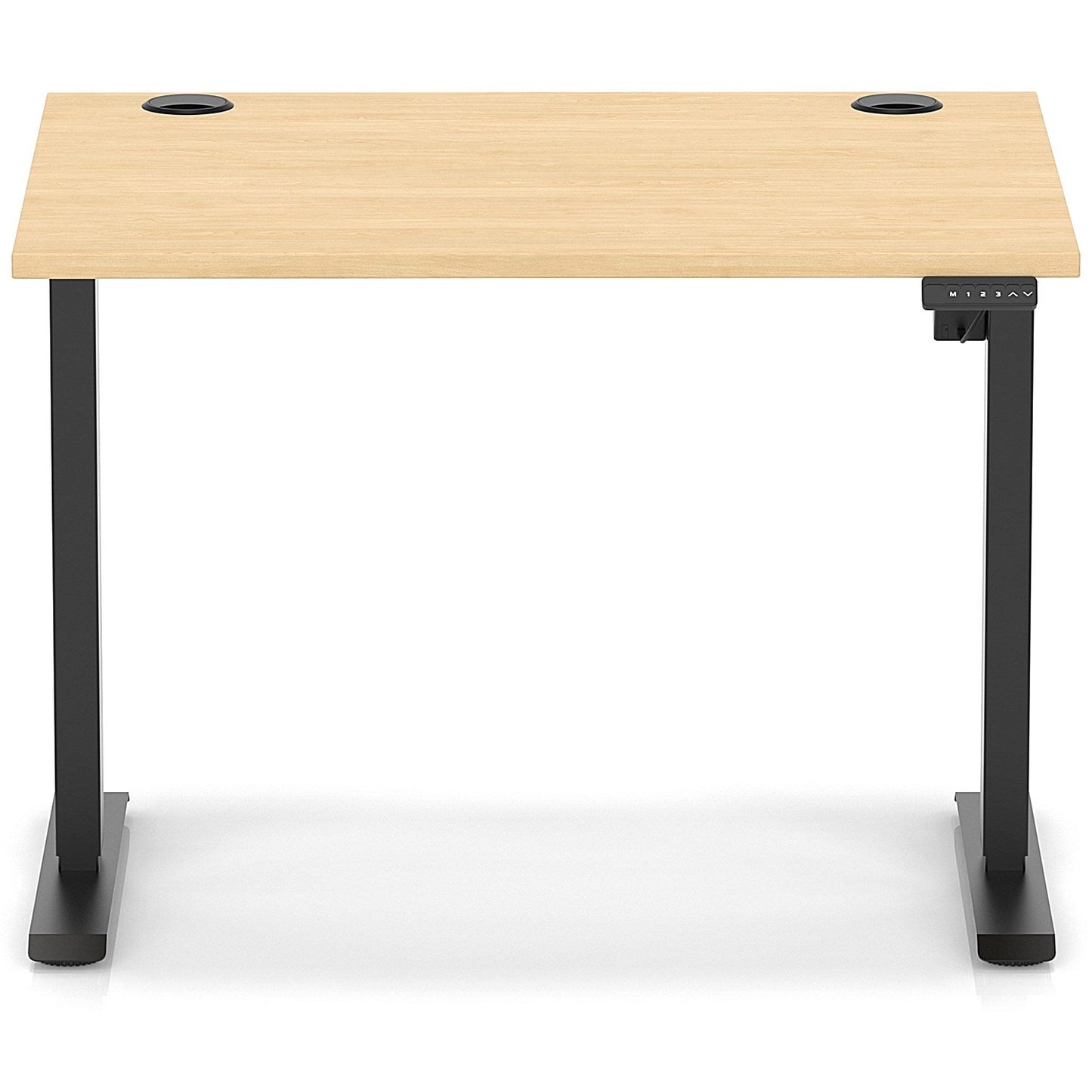 Air Lite 1000mm Height Adjustable Office Desk, Black Leg, Maple