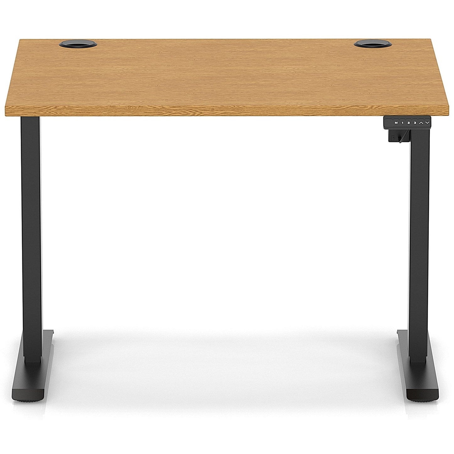 Air Lite 1000mm Height Adjustable Office Desk, Black Leg, Oak