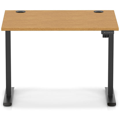 Air Lite 1000mm Height Adjustable Office Desk, Black Leg, Oak