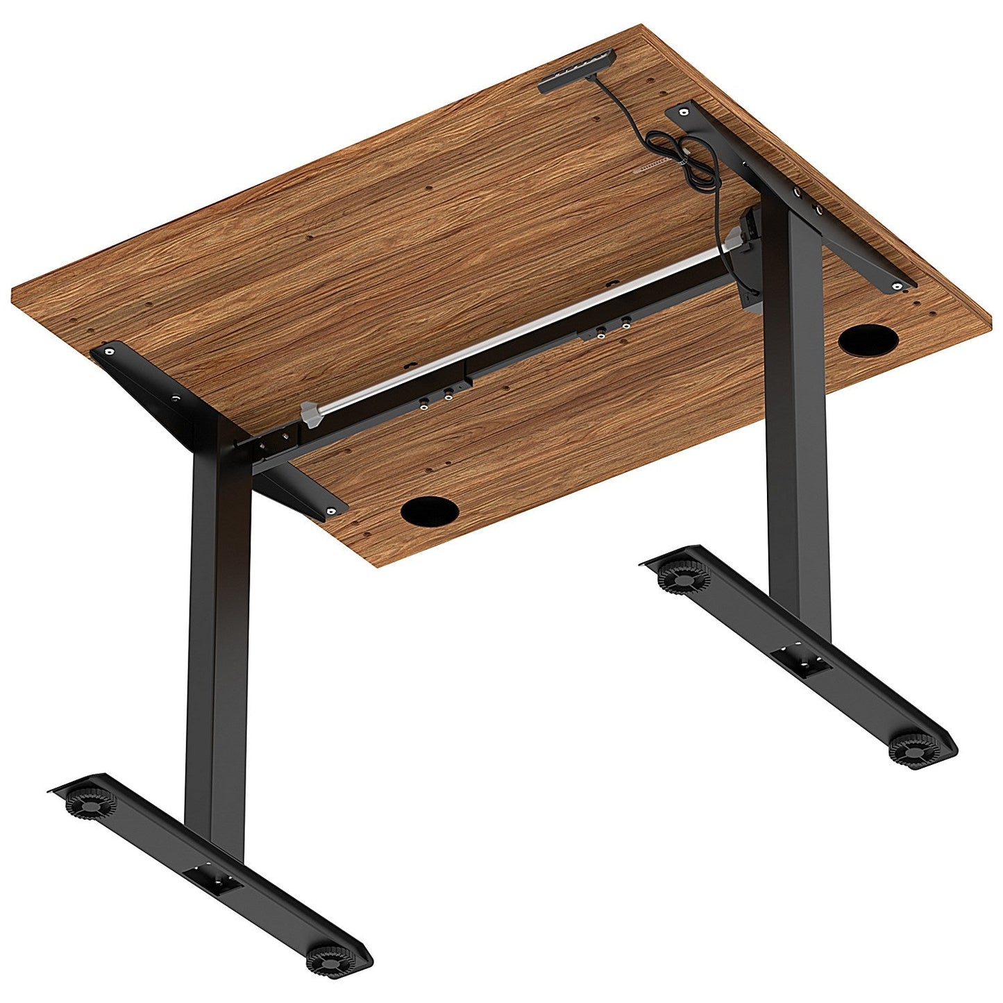 Air Lite 1000mm Height Adjustable Office Desk, Black Leg, Walnut