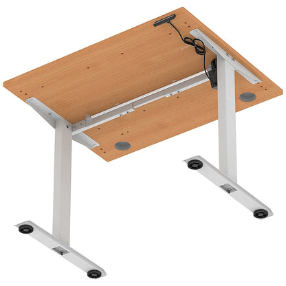 Air Lite 1000mm Height Adjustable Office Desk, Silver Leg, Beech