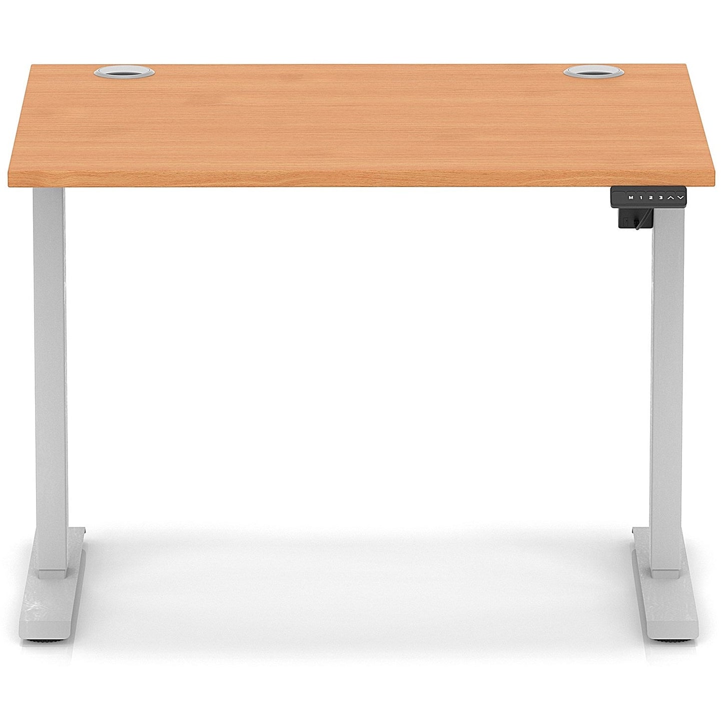 Air Lite 1000mm Height Adjustable Office Desk, Silver Leg, Beech