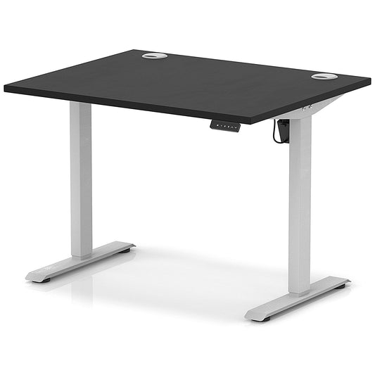 Air Lite 1000mm Height Adjustable Office Desk, Silver Leg, Black