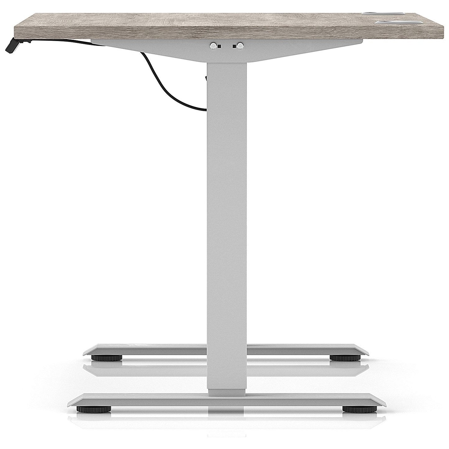 Air Lite 1000mm Height Adjustable Office Desk, Silver Leg, Grey Oak