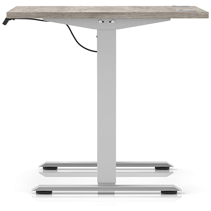 Air Lite 1000mm Height Adjustable Office Desk, Silver Leg, Grey Oak