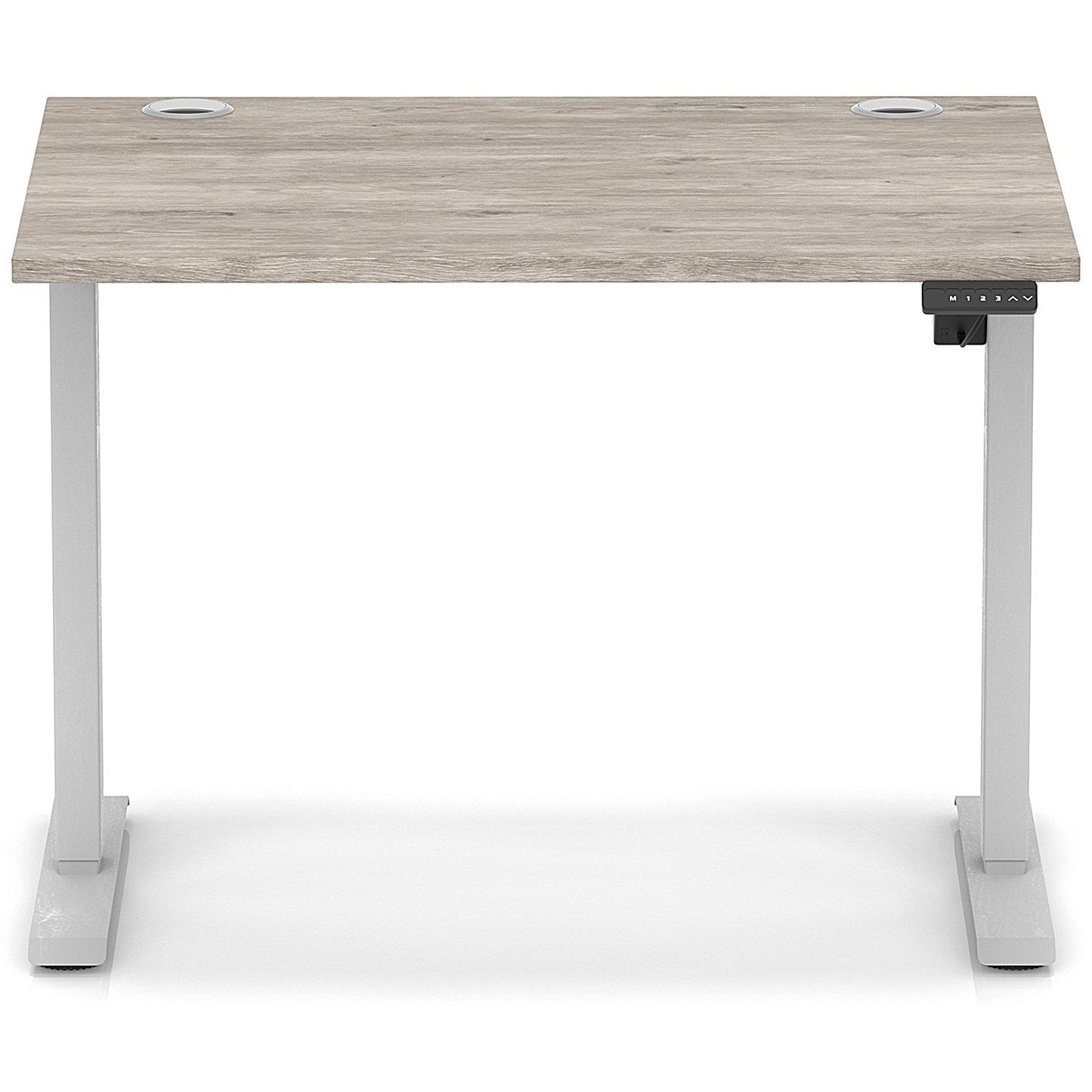 Air Lite 1000mm Height Adjustable Office Desk, Silver Leg, Grey Oak