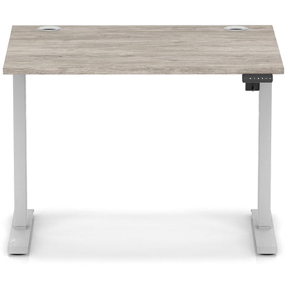 Air Lite 1000mm Height Adjustable Office Desk, Silver Leg, Grey Oak