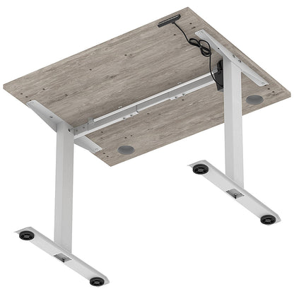 Air Lite 1000mm Height Adjustable Office Desk, Silver Leg, Grey Oak