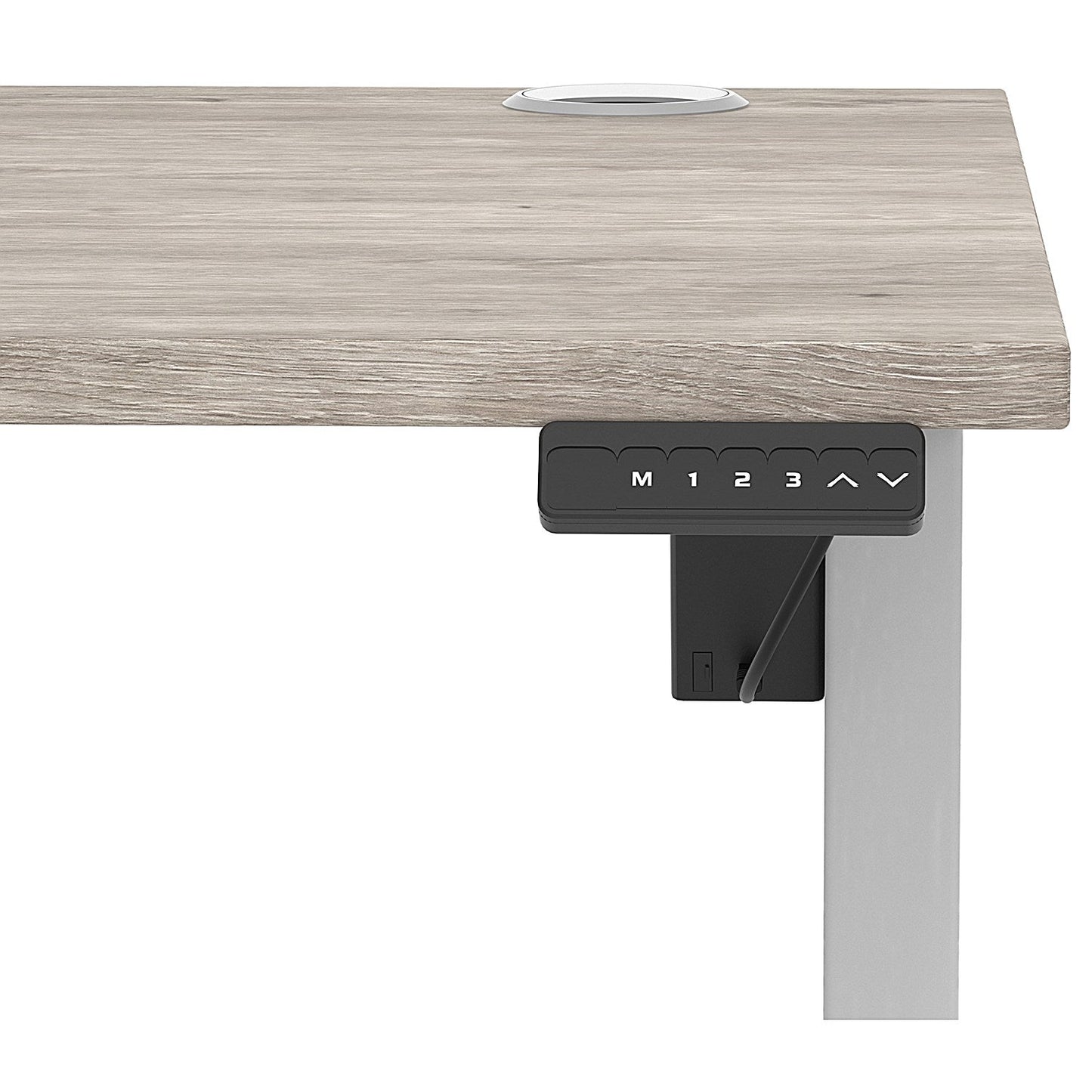 Air Lite 1000mm Height Adjustable Office Desk, Silver Leg, Grey Oak Easy2Order : HA03924